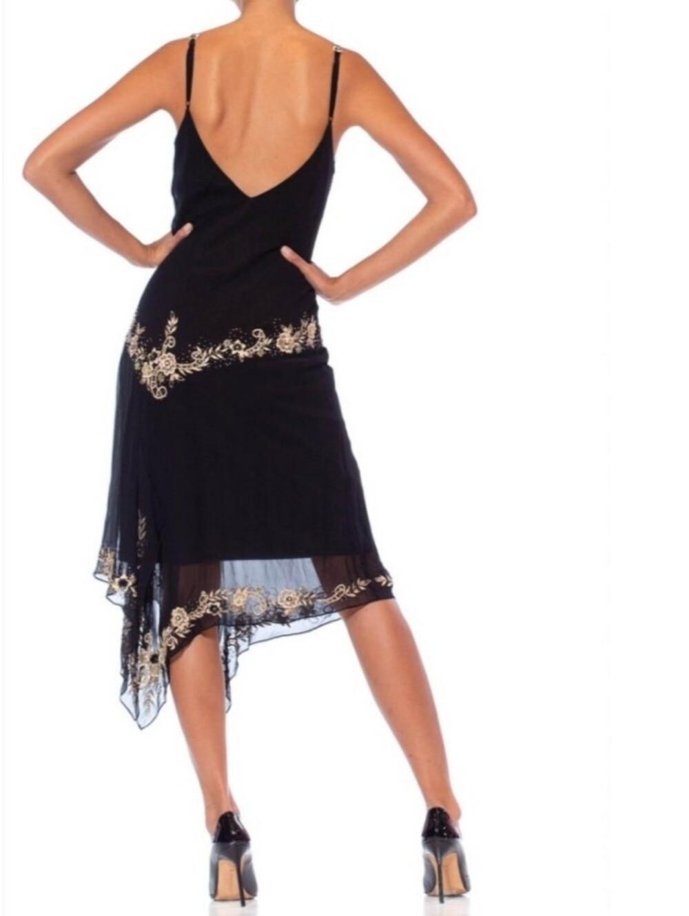 R&M Richards vintage 1990s black embroidered and embellished dress - Picture 4 of 10